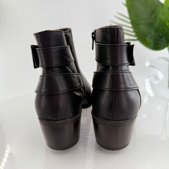 Born BOC Women's Lydia Boot Size 12 Low Block Heel Bootie Black Vegan - Picture 7 of 12